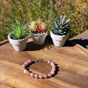 Sunstone and gold-tone wire wrapped bracelet